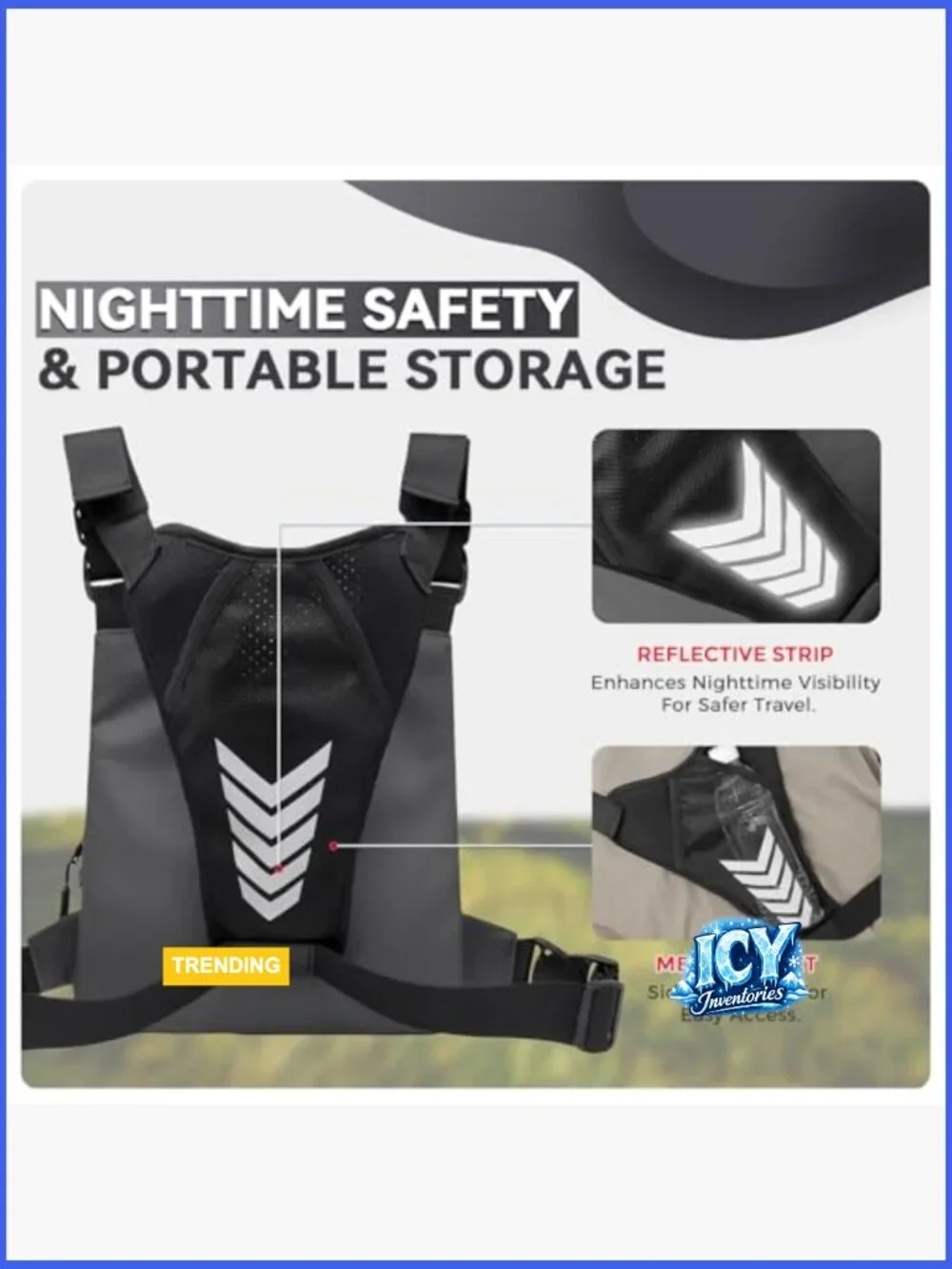 Lightweight Running Vest Chest Bag with Water Bottle Pocket